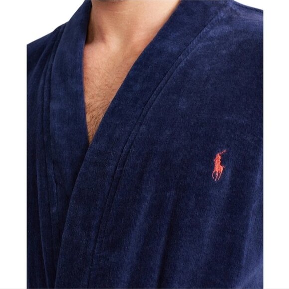 Ralph Lauren Polo Men's Preppy Old Money Soft Cotton Kimono Velour Robe S/M - Picture 3 of 12